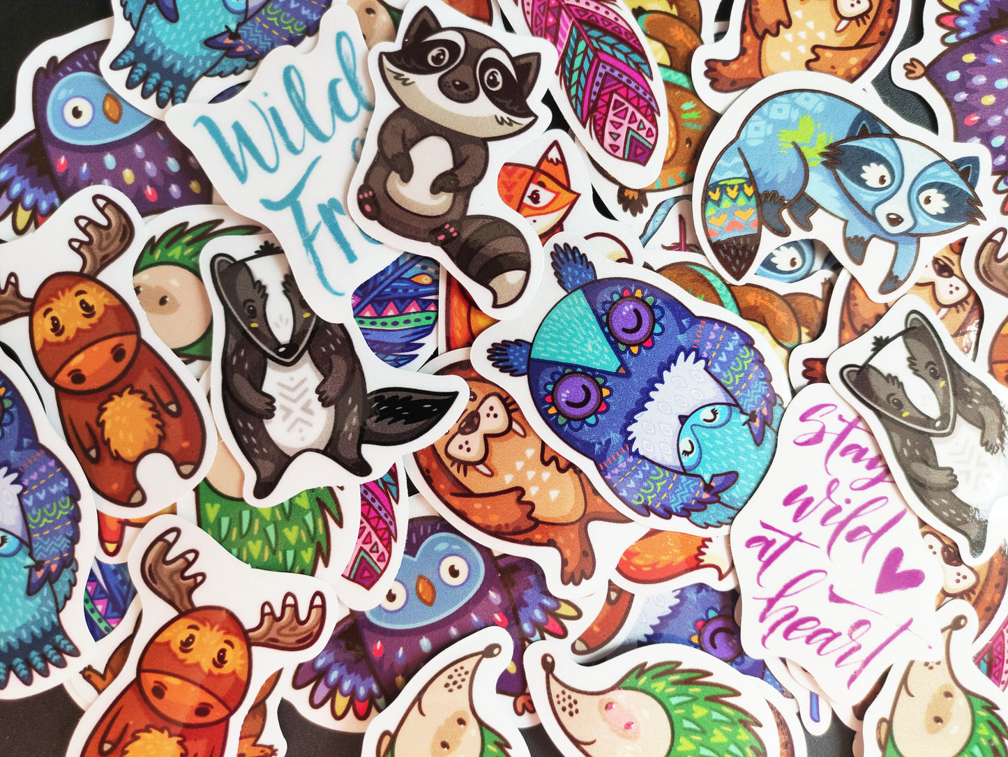 Wild animals random reflective bike sticker bomb pack of 8-20 pcs 2.5"