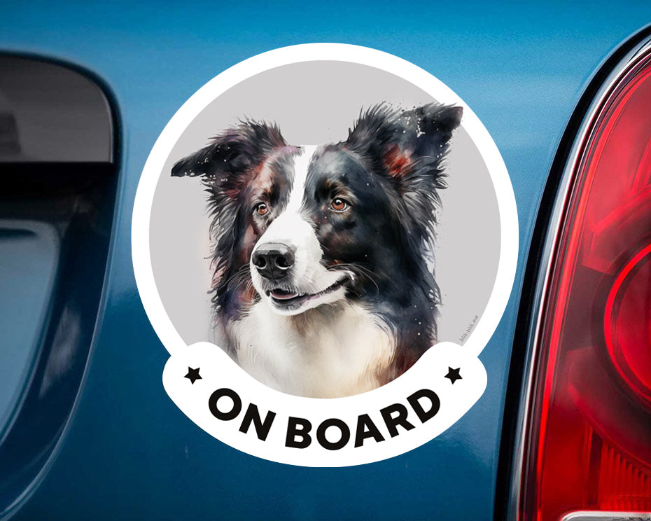 Border collie on board car window sticker. Car accessories - original gift for dog lovers!