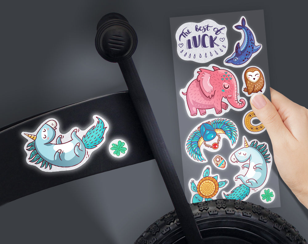 Reflective bike sticker pack “Pink elephant” size 4 x 8 in