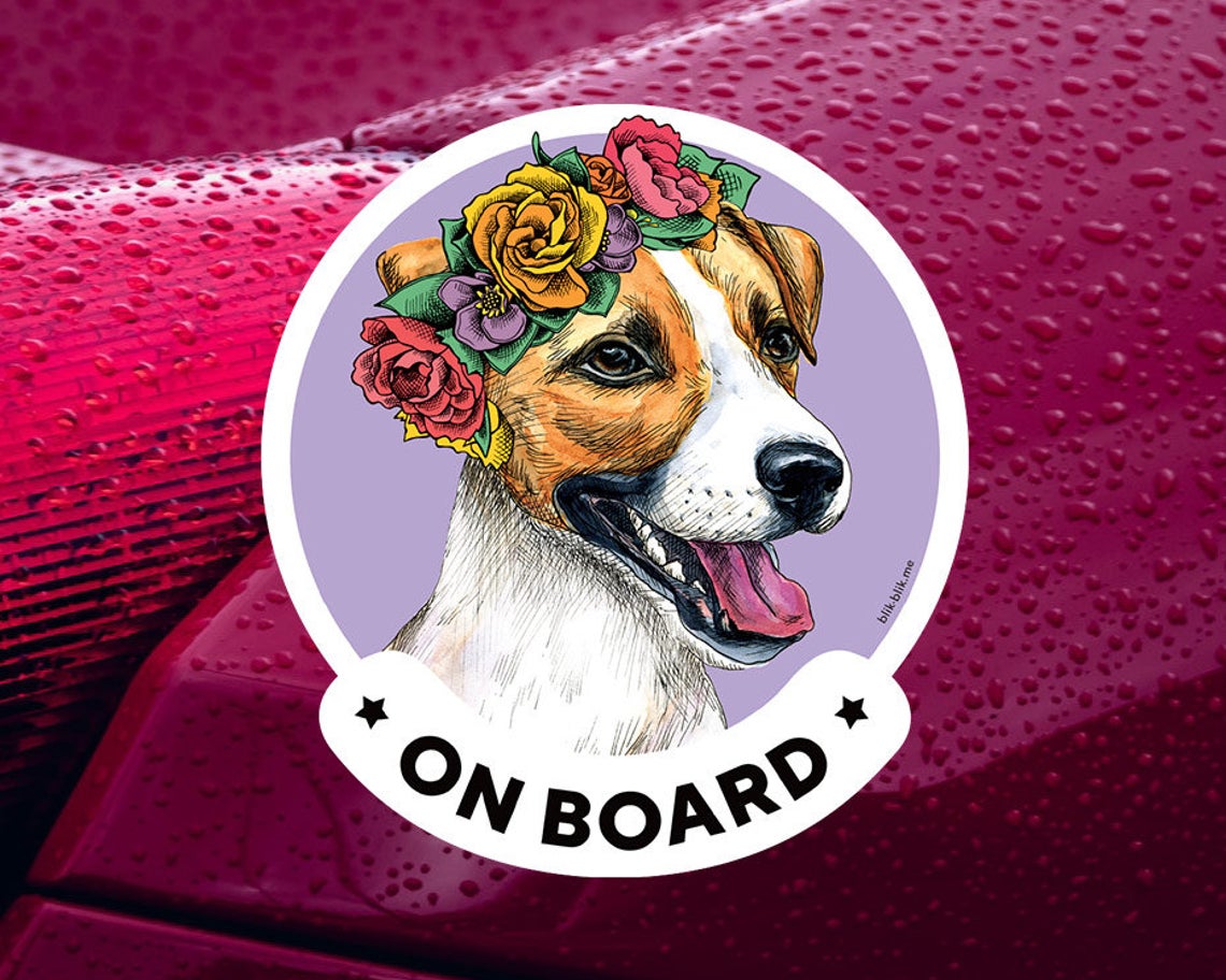 Jack Russell on board car window sticker. Original gift for dog lovers!