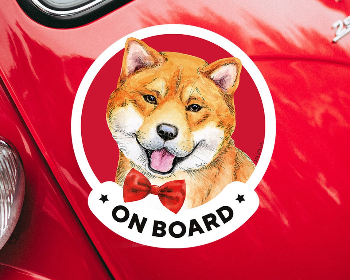 Shiba inu on board car window sticker. Original gift for dog lovers!