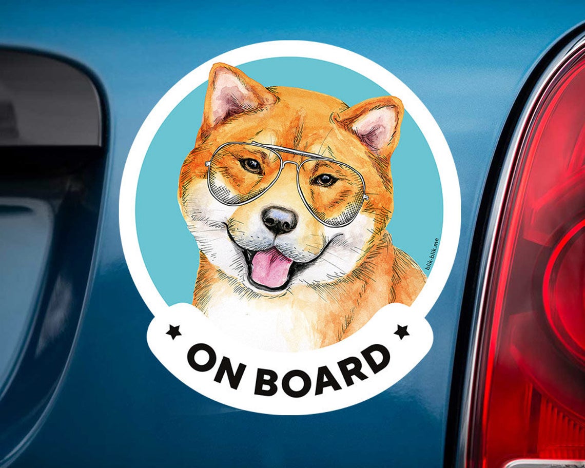 Shiba inu on board car window sticker. Original gift for dog lovers!