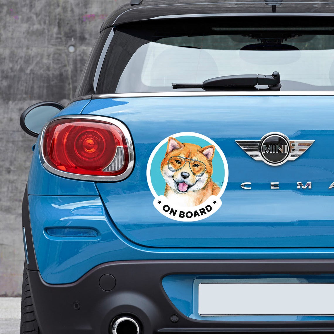 Shiba inu on board car window sticker. Original gift for dog lovers!