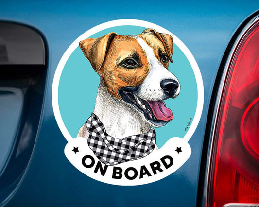 Jack Russell on board car window sticker. Original gift for dog lovers!