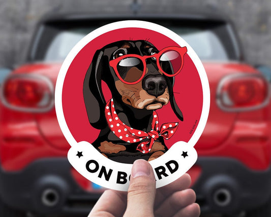 Dachshund on board car window sticker. Car accessories - original gift for dog lovers!