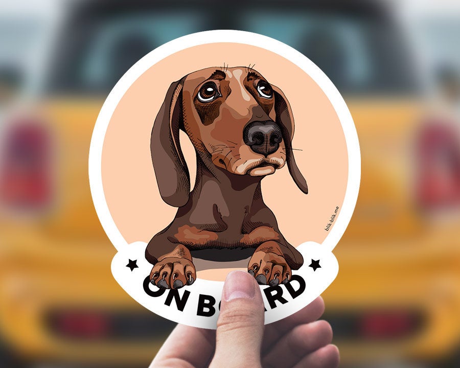 Dachshund on board car window sticker. Car accessories - original gift for dog lovers!