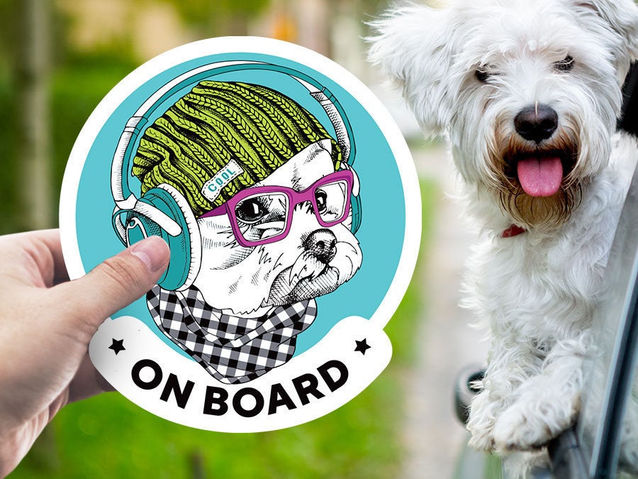 Westie or Maltese dog on board car window sticker. Car accessories - original gift for dog lovers!