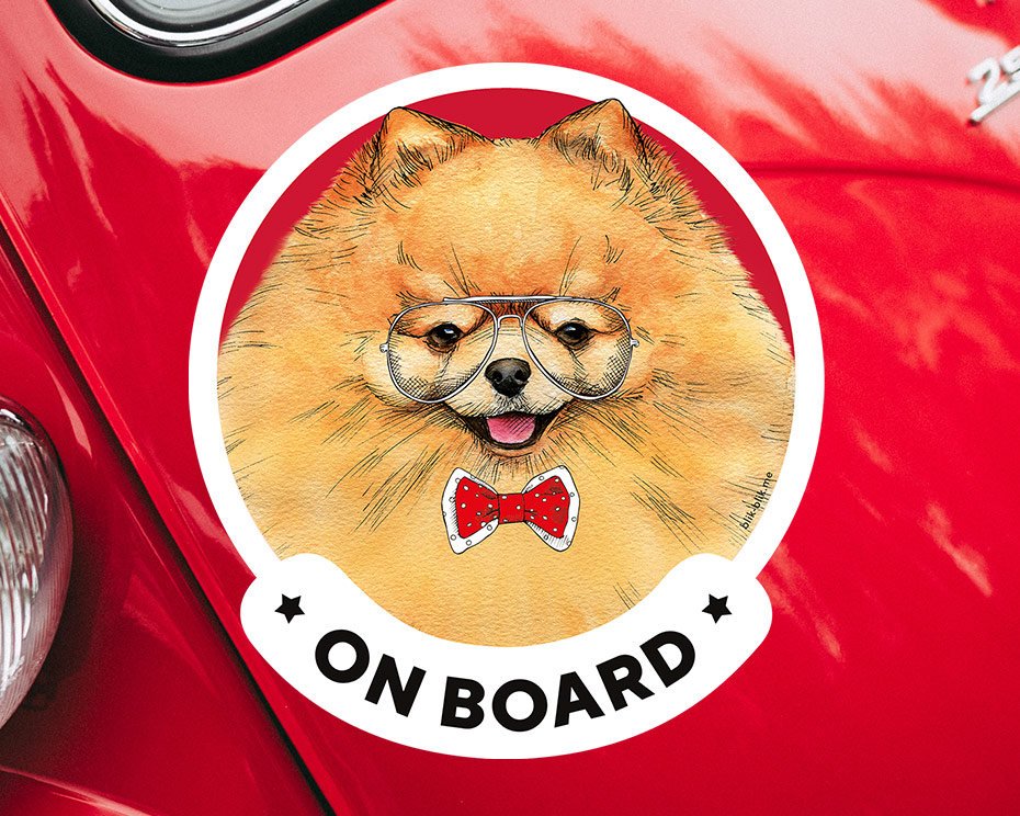 Pomeranian dog breed car window sticker. Car accessories - original gift for dog lovers!