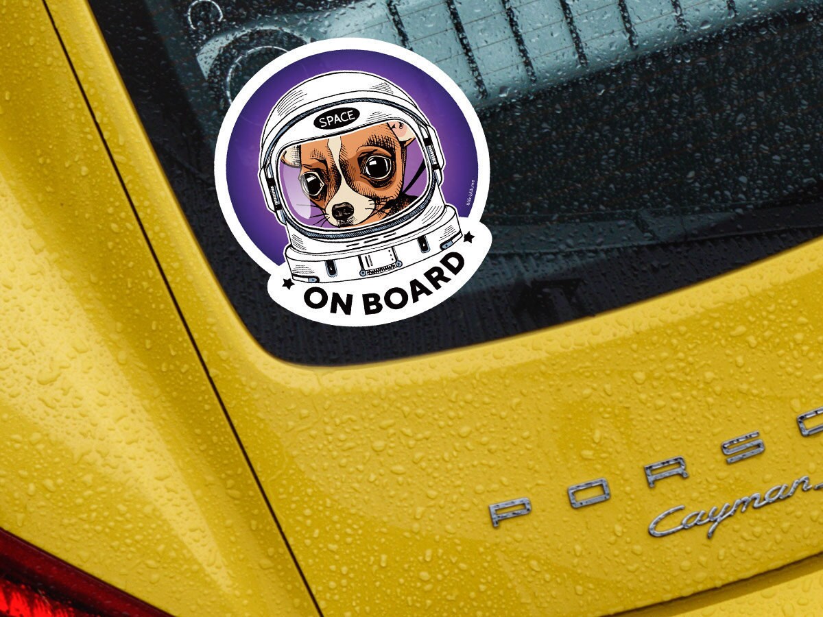 Chihuahua on board car window sticker. Car accessories - original gift for dog lovers!