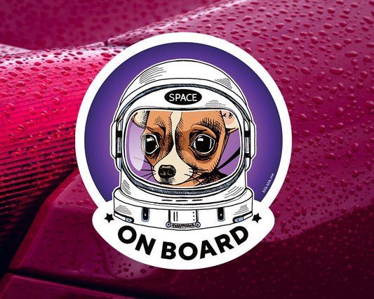 Chihuahua on board car window sticker. Car accessories - original gift for dog lovers!