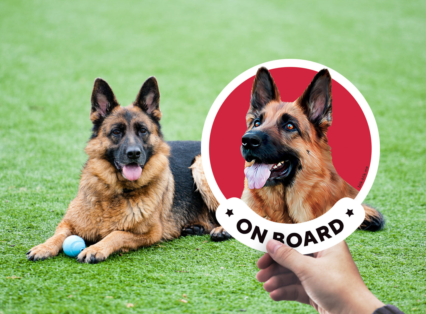 German Shepherd dog on board car window sticker. Car accessories - original gift for dog lovers!