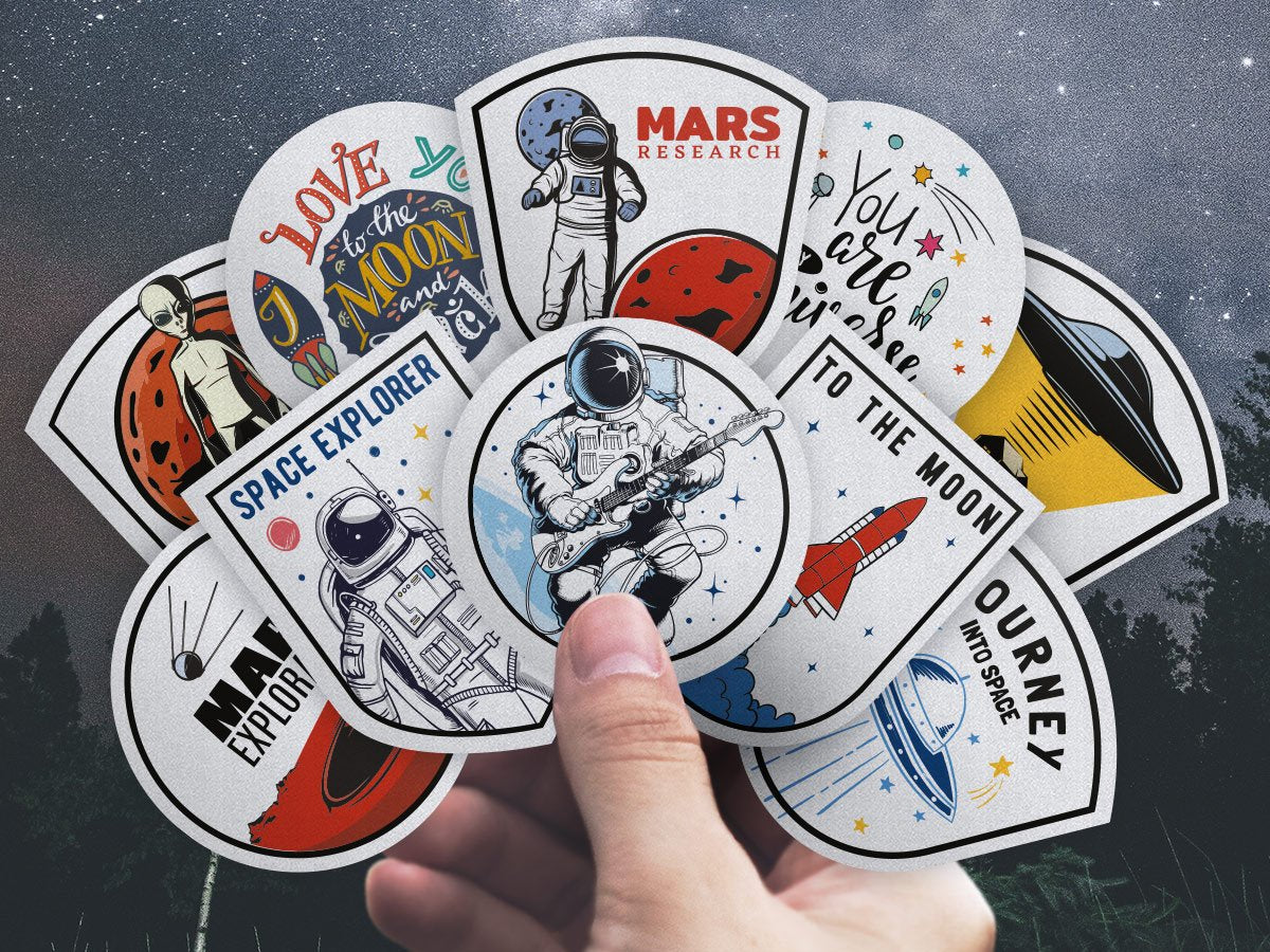 Space reflective sticker pack of 10 stickers