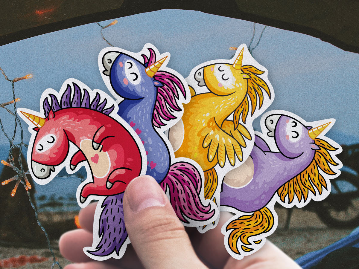 Unicorns reflective sticker pack of 4 vinyl decals