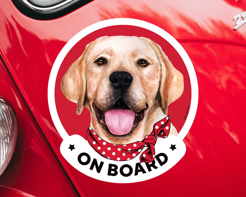 Labrador on board car window sticker. Car accessories - original gift for dog lovers!