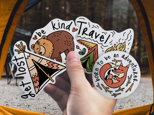 Reflective sticker pack of 4 decals "Adventure awaits"